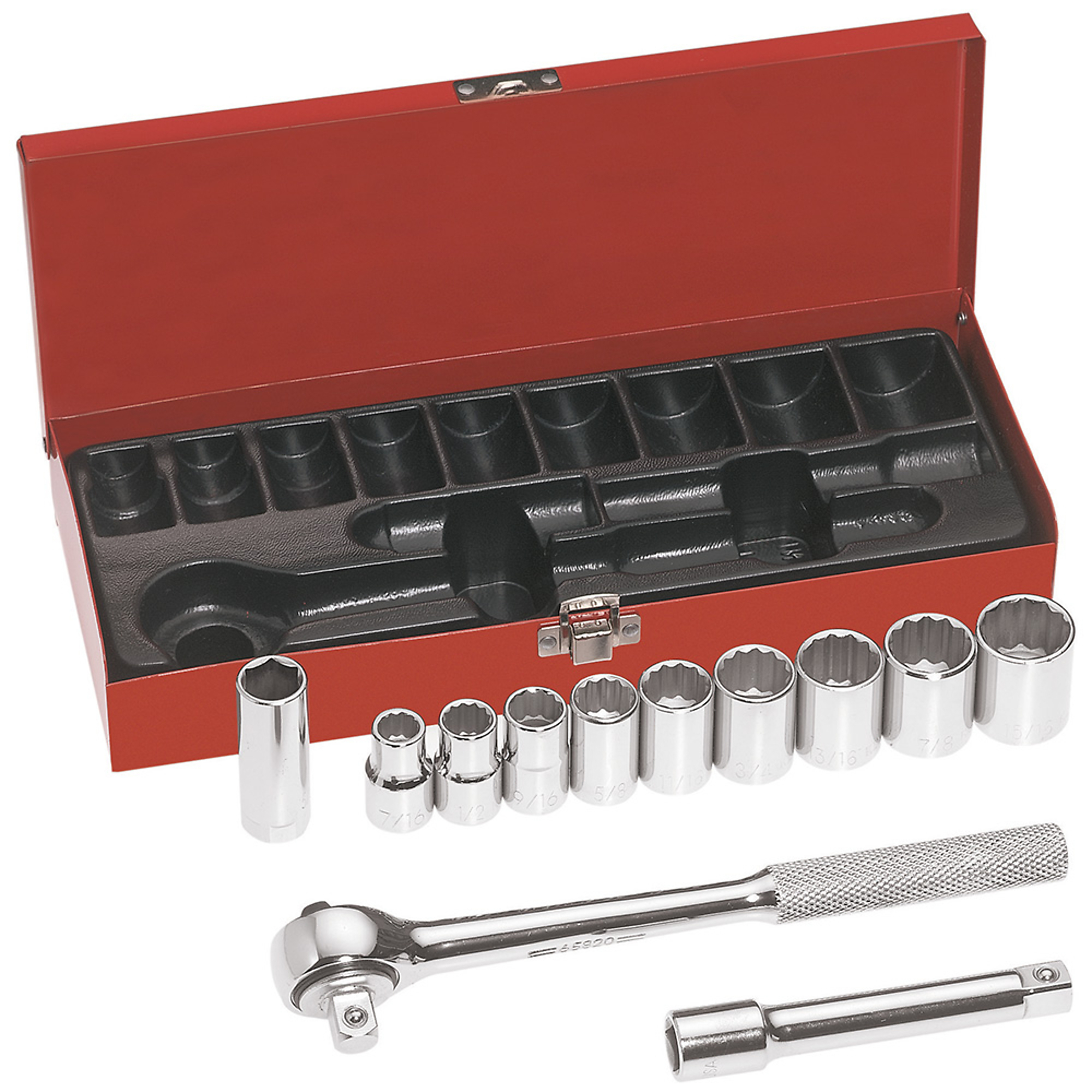 Klein Tools, 1/2in. Drive Socket Wrench Set, 12-Piece, Pieces (qty.) 12 Model# 65510
